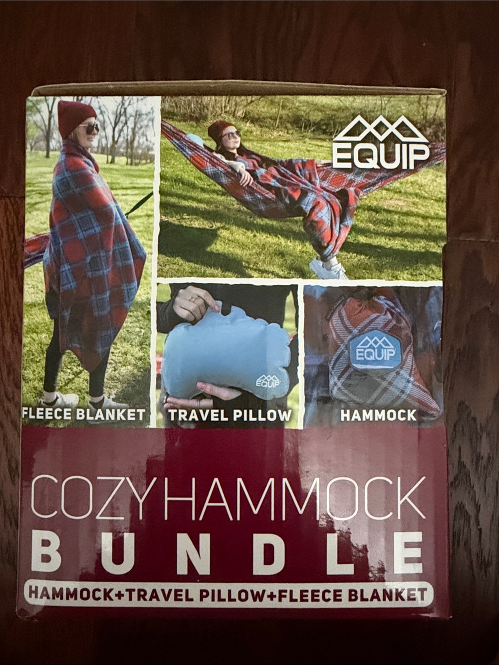 Equip CozyHammock Bundle - Red & Blue Plaid hammock, fleece & pillow NWT